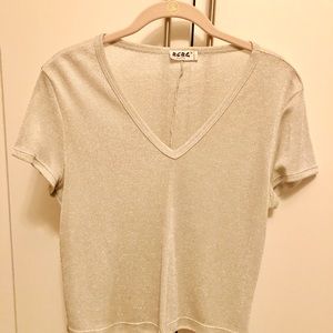 BCBG silver top/skirt set